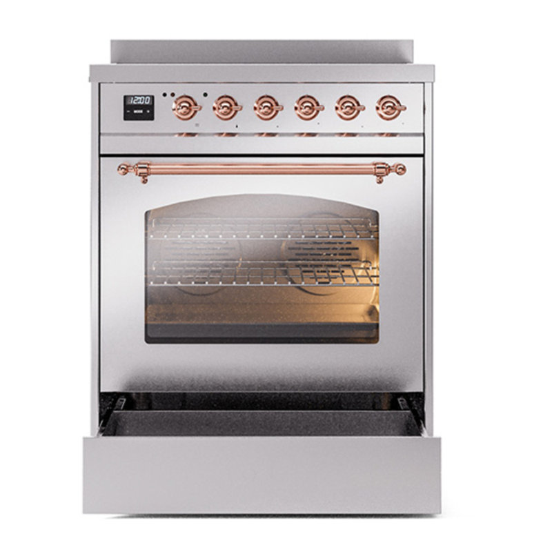 ILVE Nostalgie II 30 in Induction Range, Stainless Steel/Copper