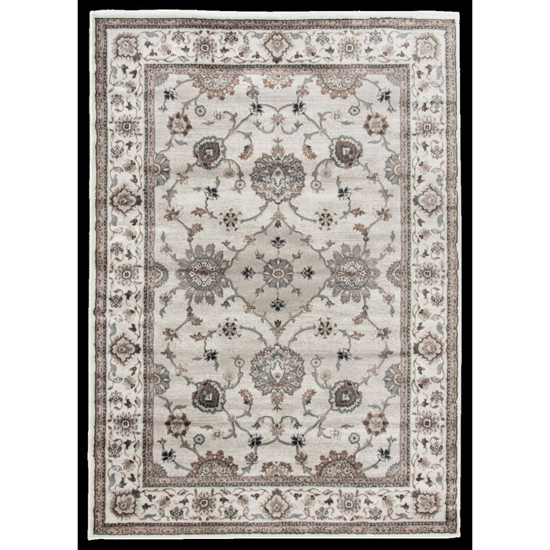 Tapis d'intérieur gris Moreno, Rectangle 7 pi 3 po x 10 pi 10 po, Greige/White