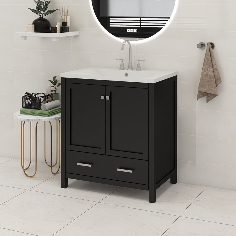 Ensemble de meuble-lavabo simple 30 po Caleiah, Argent argent