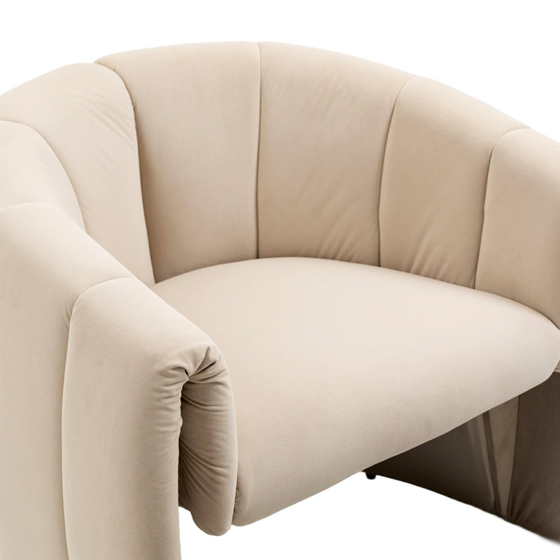 Chaise d'appoint Mid-Century moderne avec repose-pieds, Velours beige