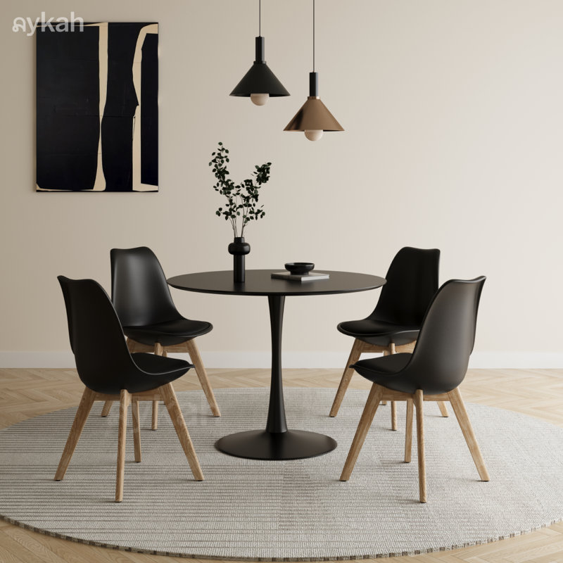 Ensemble de salle à manger Blanco, Noir, noir, noir, noir, 29 po x 35,4 po