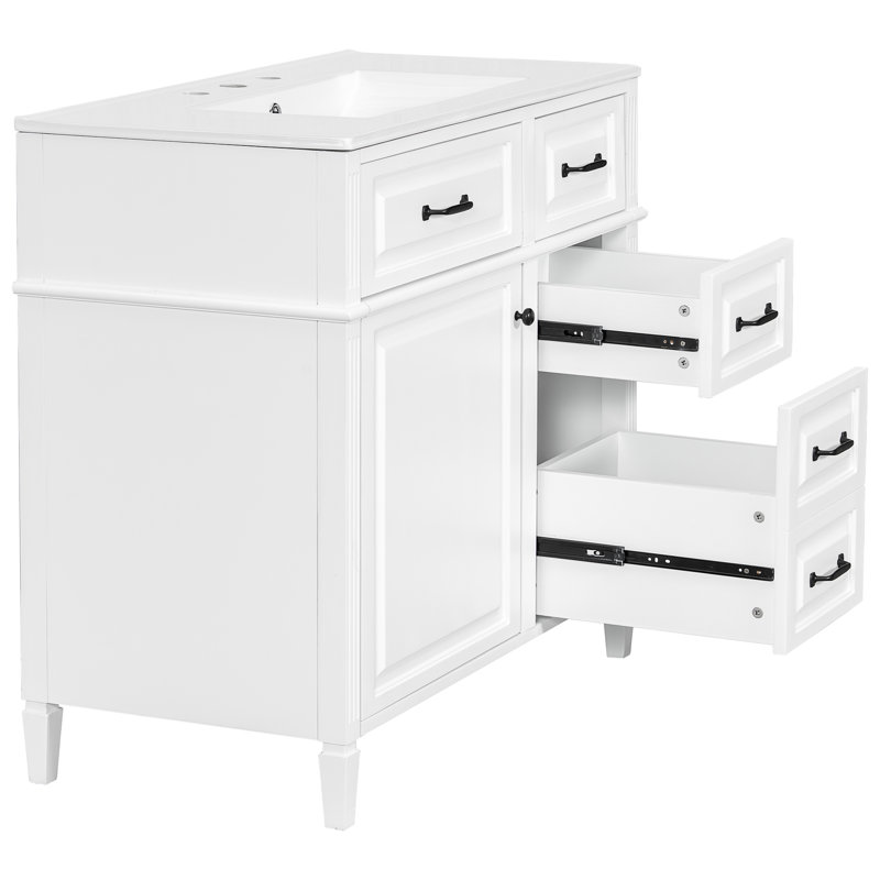 Meuble-lavabo 36 po avec comptoir en céramique, Blanc
