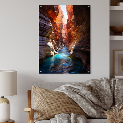 Canyon Antelope Turquoise Drips - Canyon, art mural acrylique pour le salon