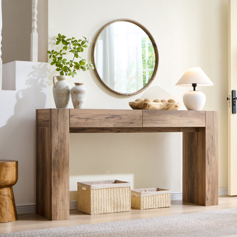63-Inch Farmhouse Console Table - Rectangular Sofa Table Behind Couch, Entryway Table For Foyer, Hallway, Living Room