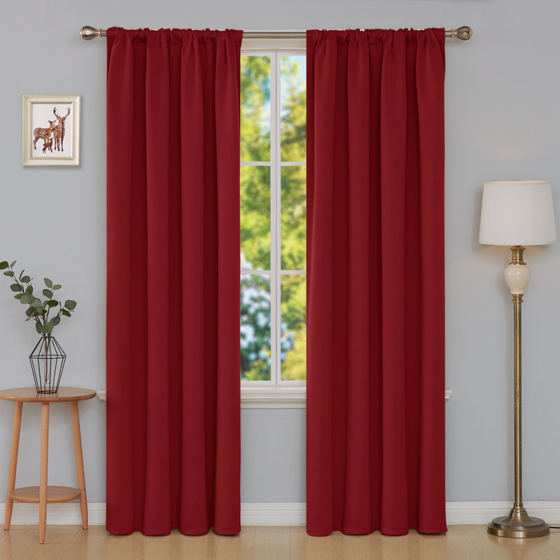 Maksymilan Room Darkening Curtain Pair, 38" W x 84" L, True Red