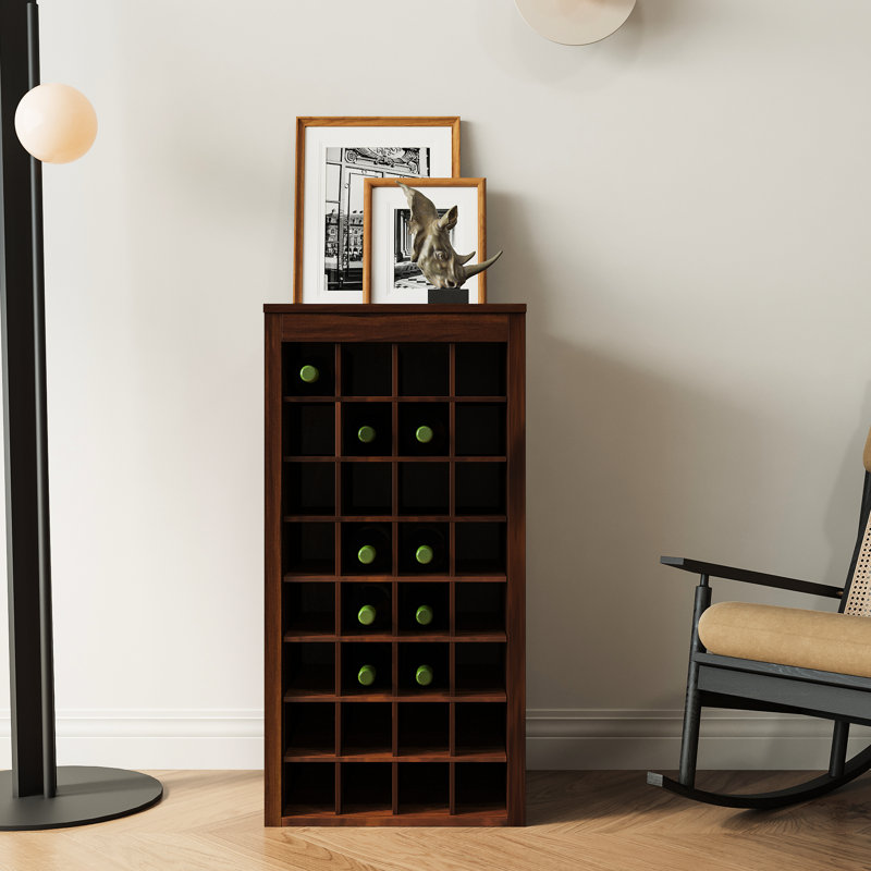 Buffet modulaire brun noyer avec 32 étagères à vin - Armoire en option chic