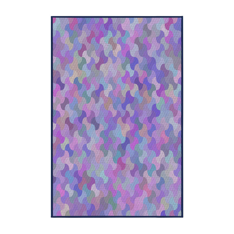 Tapis bleu/rose à motifs, Rectangle 2 pi x 3 pi