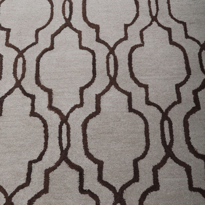 Tapis écologiques en laine touffetés à la main - Rectangle, couleur brun beige, conception géométrique moderne, tapis antidérapants faits à la main épais pour le salon, la chambre à coucher
