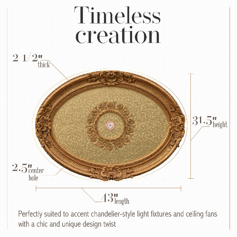 Oval Chandelier Ceiling Medallion, Golden