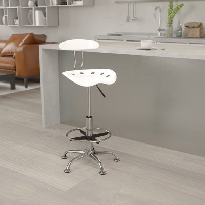 Vibrant Chrome Drafting Stool with Tractor Seat