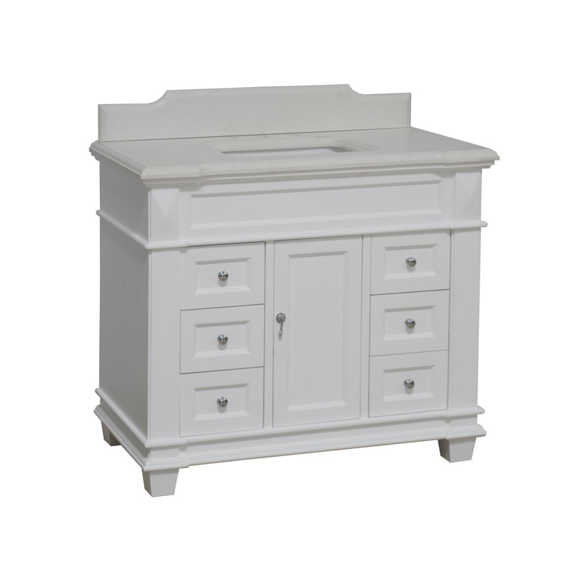 Ensemble de meuble-lavabo simple 42 po Ensa, Blanc, Quartz