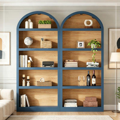Ensemble de 2 bibliothèques avec tablettes de rangement ouvertes