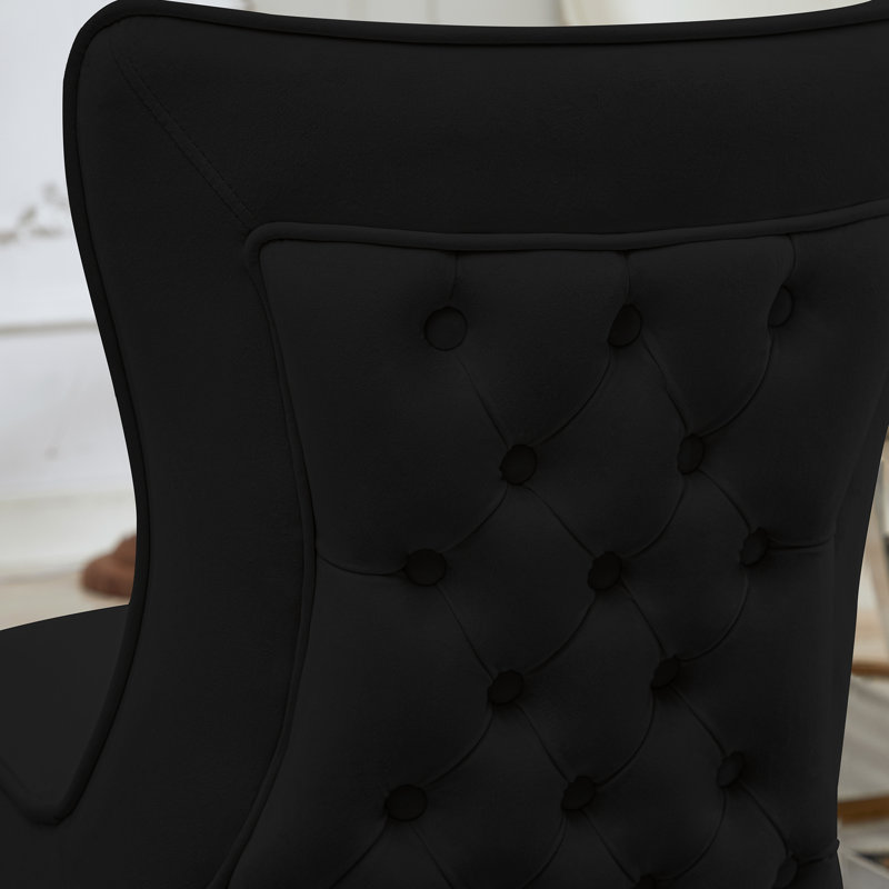 Chaise parsons rembourrée en velours capitonné Chary, Noir