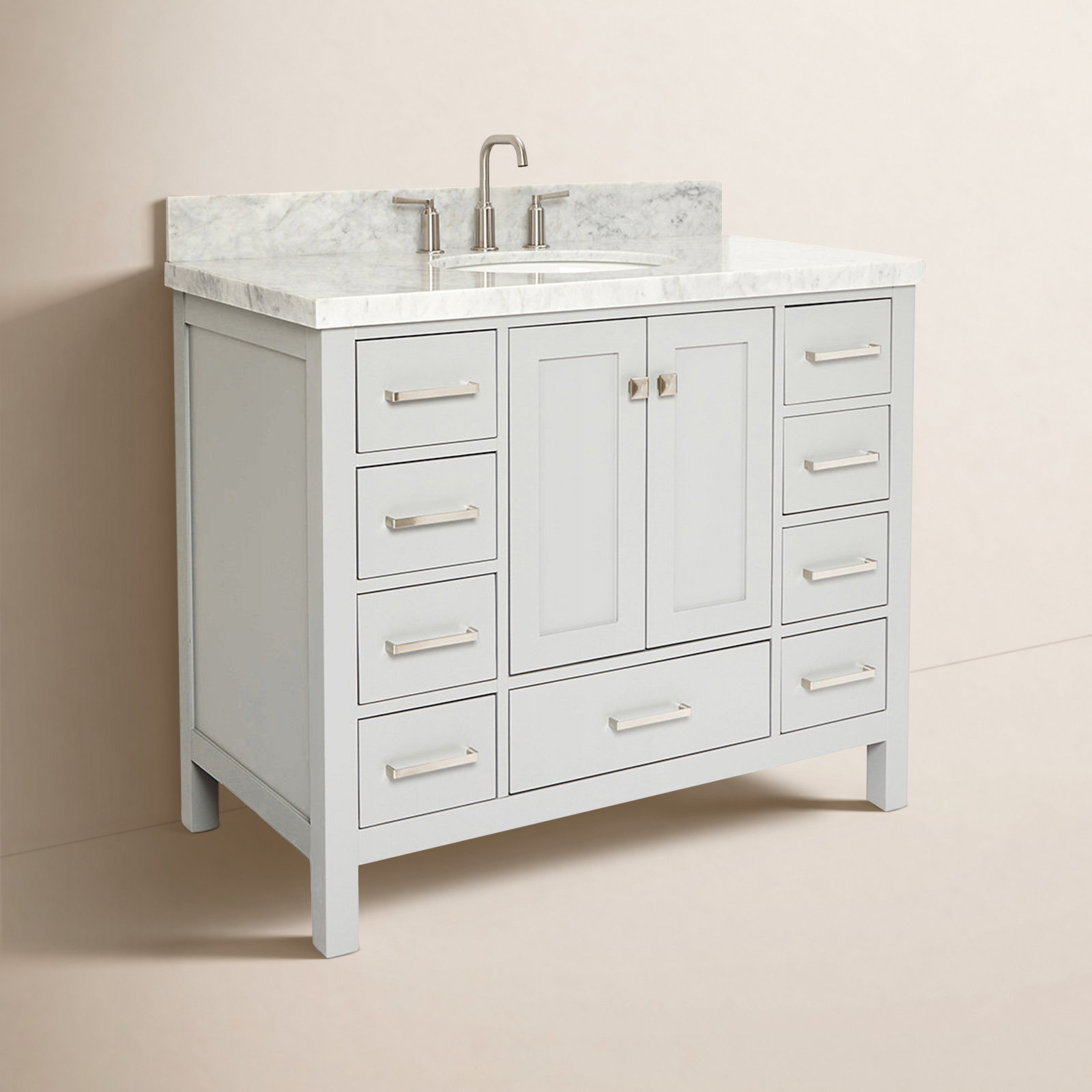 Cambridge 43'' Single Bathroom Vanity, Gray / Brushed Nickel