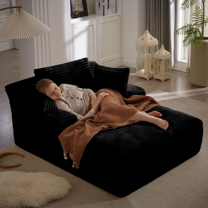 thumbnail image 2 of 55 Inch Modern Corduroy Single Sofa - Oversized Round Reading Chair With Armrest Pillow 2 of 14