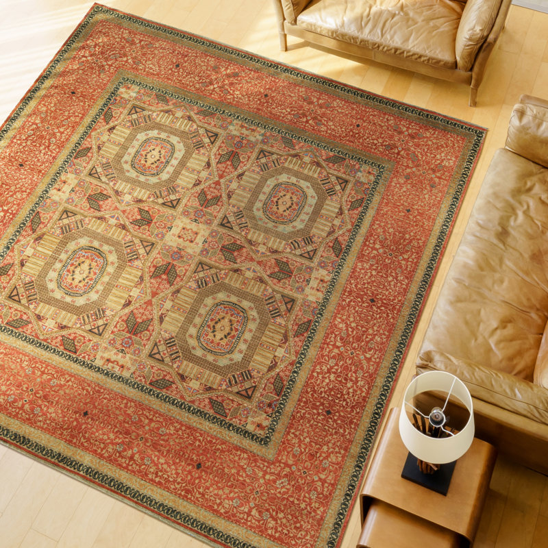 Tapis orange de haute qualité noué à la main Ziegler