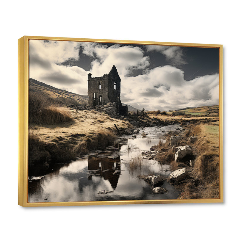 Irlande, magnifique paysage II, H 16 po x l 32 po x P 1 po, Cadre flottant doré