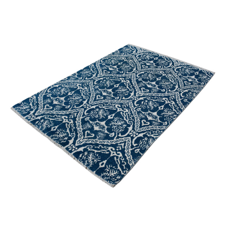 Nabila One-of-a-Kind 4'2" x 6' Area Rug in Blue/Ivory