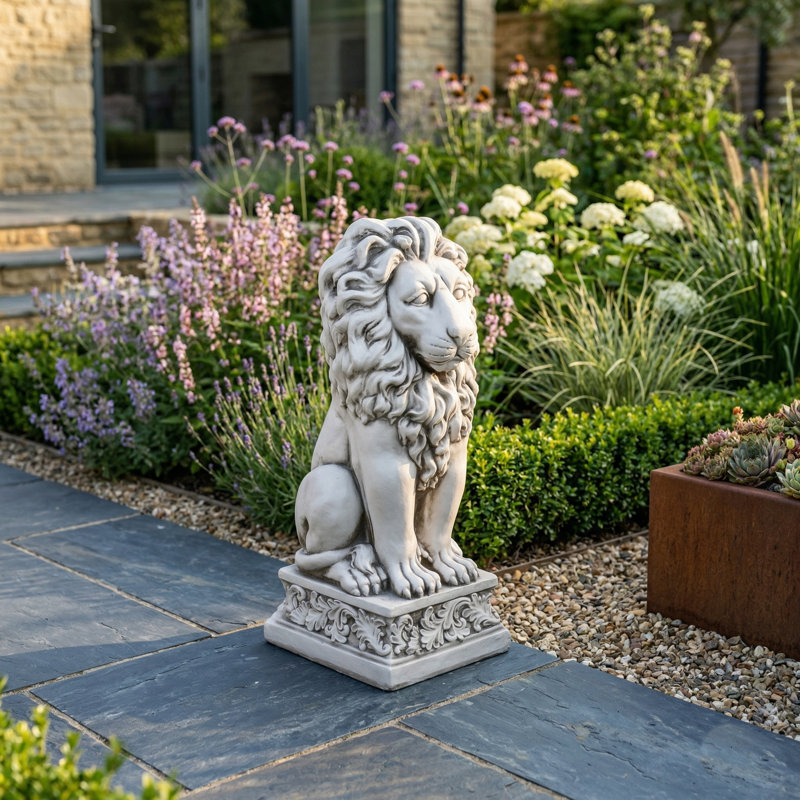 SMALL LION 61cm Antique Stone Effect