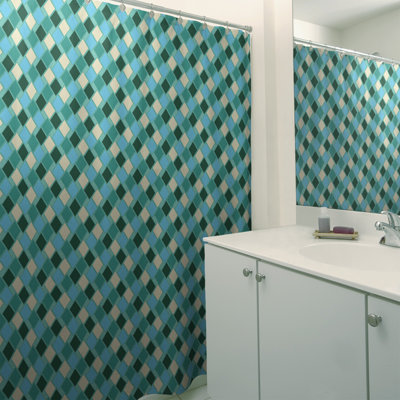 Rideau de douche simple à motif de losanges Retro