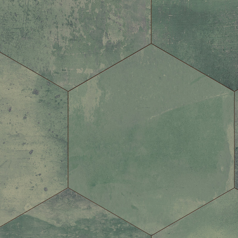 Argillos hexagonal 20 1/2 po X 23 5/8 po Carreau de porcelaine pour plancher et mur, Vert