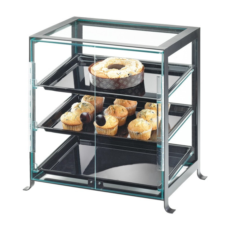 Vitrine à trois niveaux avec portes arrière Soho, Noir, H 20,75 po x l 21,25 po x P 15,75 po