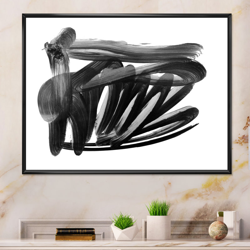 «Black Abstract Waves II», reproduction sur toile flottante, H 8 po x l 12 po x P 1 po, Cadre flottant noir