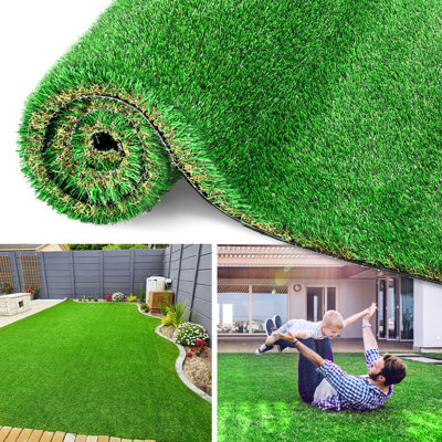 Artificial Grass Runner Rug – Realistic Thick Fake Grass Roll for Patio, Balcony, Garden, or Lawn with Drainage