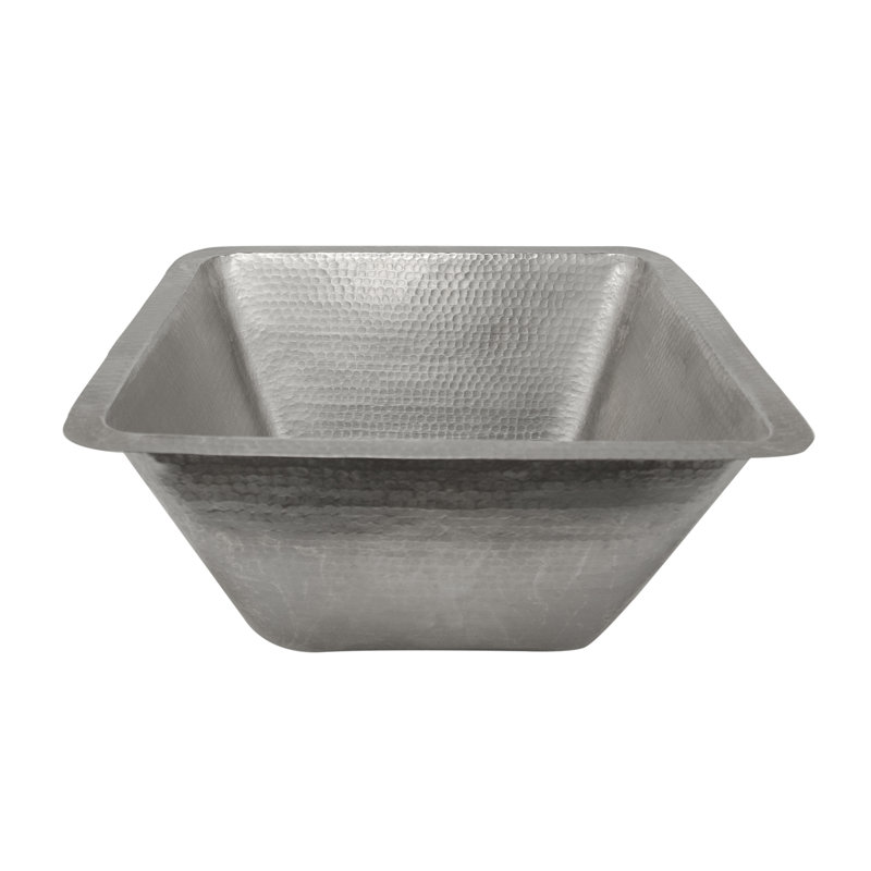 17" Hammered Nickel-Plated Copper Square Bar Sink