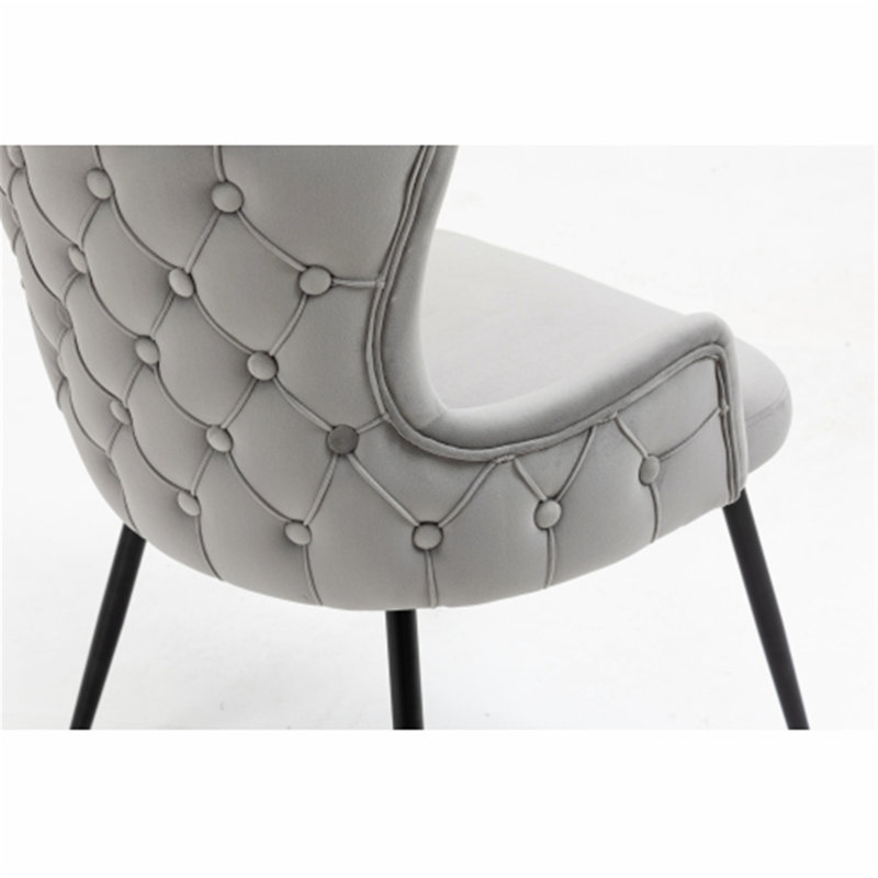 Chaise d'appoint en velours touffeté Boman, gris, Noir