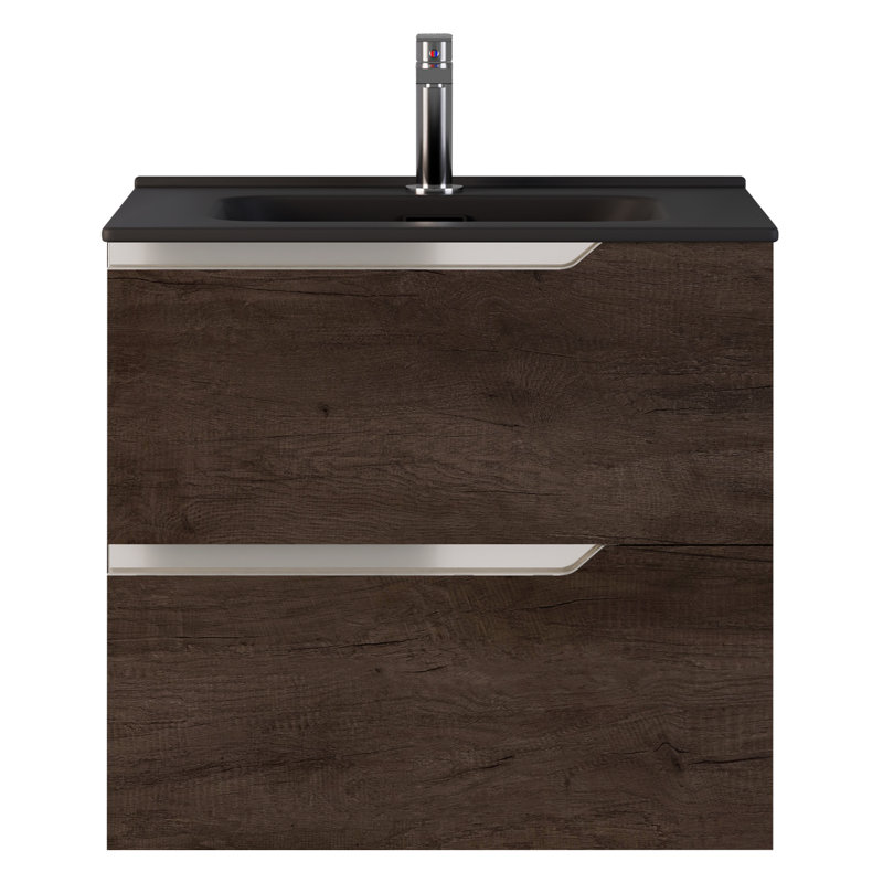 Ensemble de meuble-lavabo simple 24 po avec plateau en céramique Arden, Weathered Oak, 24", Black