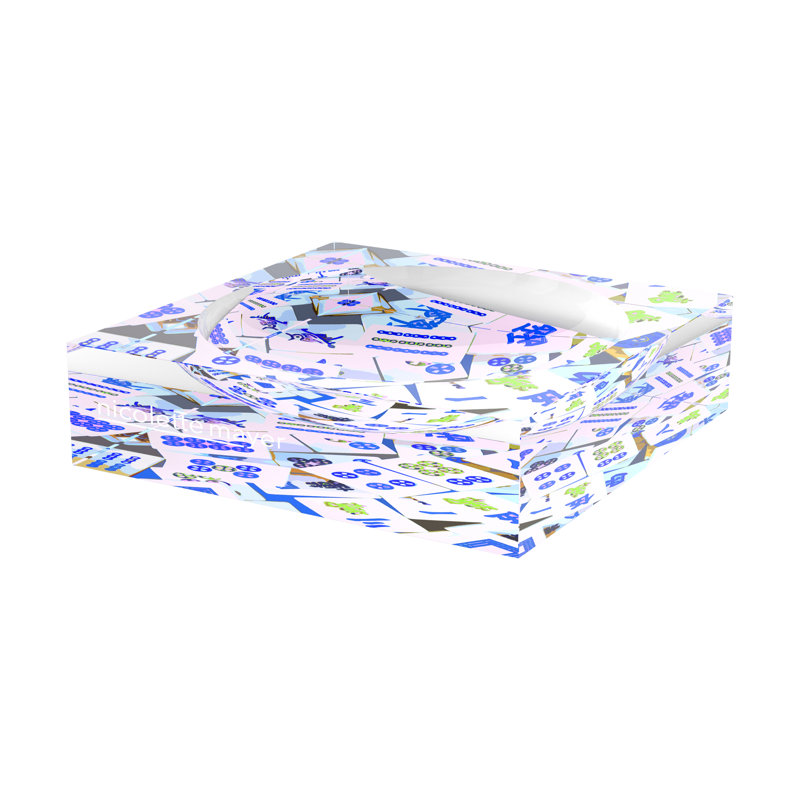 Mahjong Acrylic Decorative Tray, 6"W x 6"D x 2"H, Blue