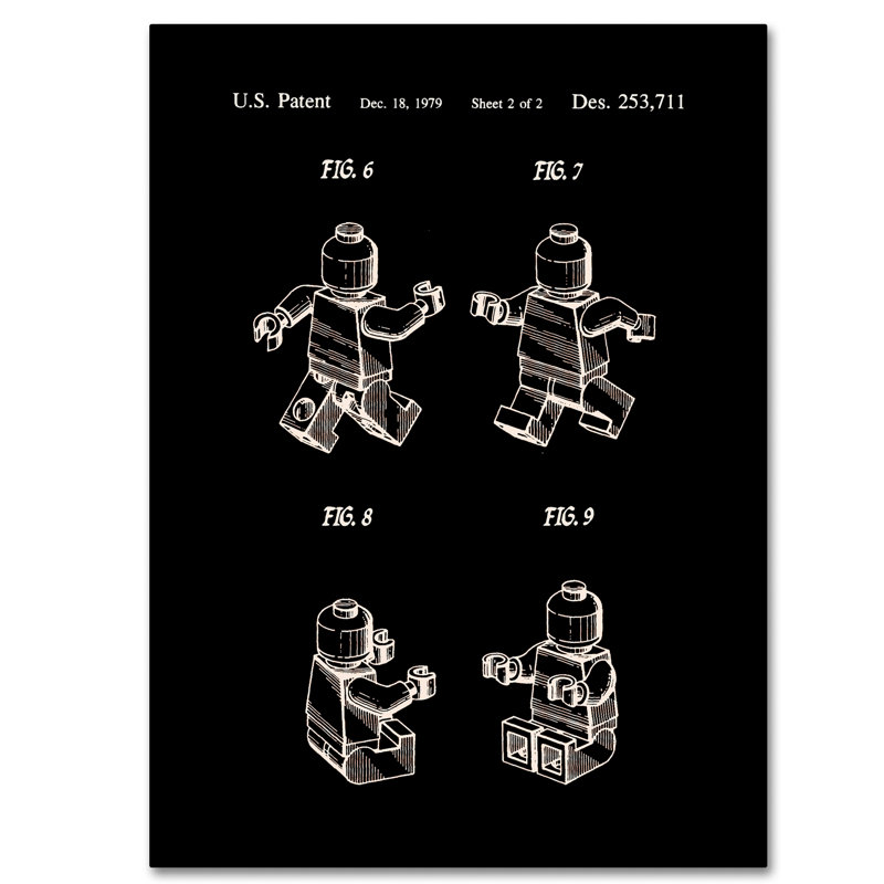 Eyron «Lego Man Vernis, page 2», reproduction d'impression sur toile tendue en noir, H 19 po x l 14 po x P 2 po