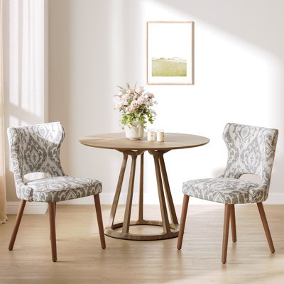 18.3'' Seat Height Modern Upholstered Wingback Dining Chair with Solid Wood Legs