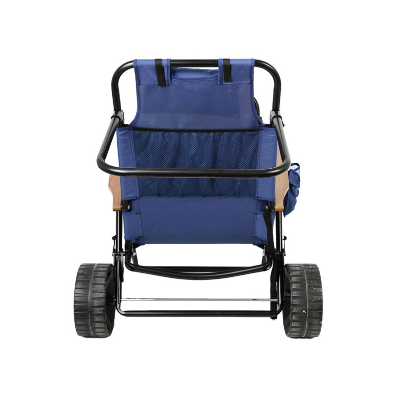 Chaise de plage pliable avec poignée de chariot - 5 positions, ergonomique, bleu foncé, pour la fonction de cour arrière, le plaisir en plein air