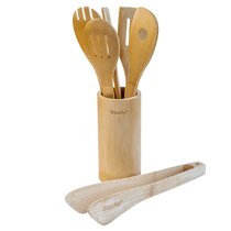 Bamboo Kitchen Utensils Set 8-Pack - Wooden Cooking Utensils for