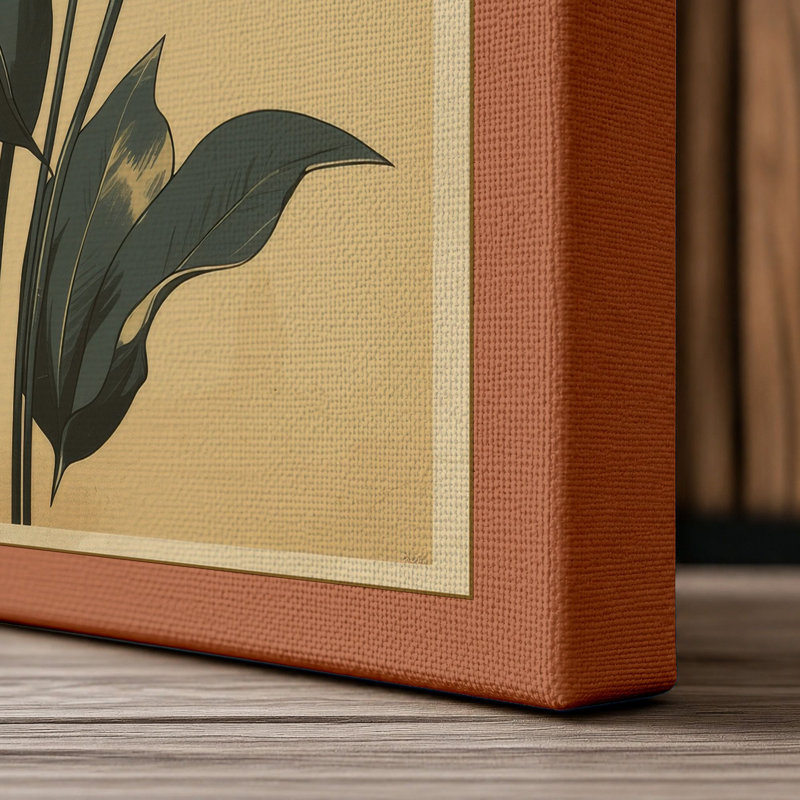 Study in Burgundy Botanical - Wrapped Canvas, 30x20 - 76.2 x 50.8 cm, Terracotta Border