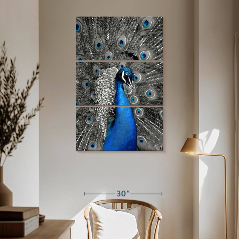 Brampt Close Up Blue Peacock, 65" H x 42" W