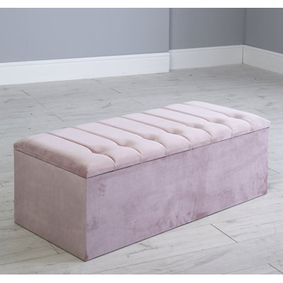 Zuri 102 cm W Chenille Tufted Rectangle Ottoman with Storage