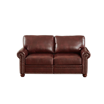 In Burgundy Faux Leather - Back Cushions Living Room Rich Leather, Structure And