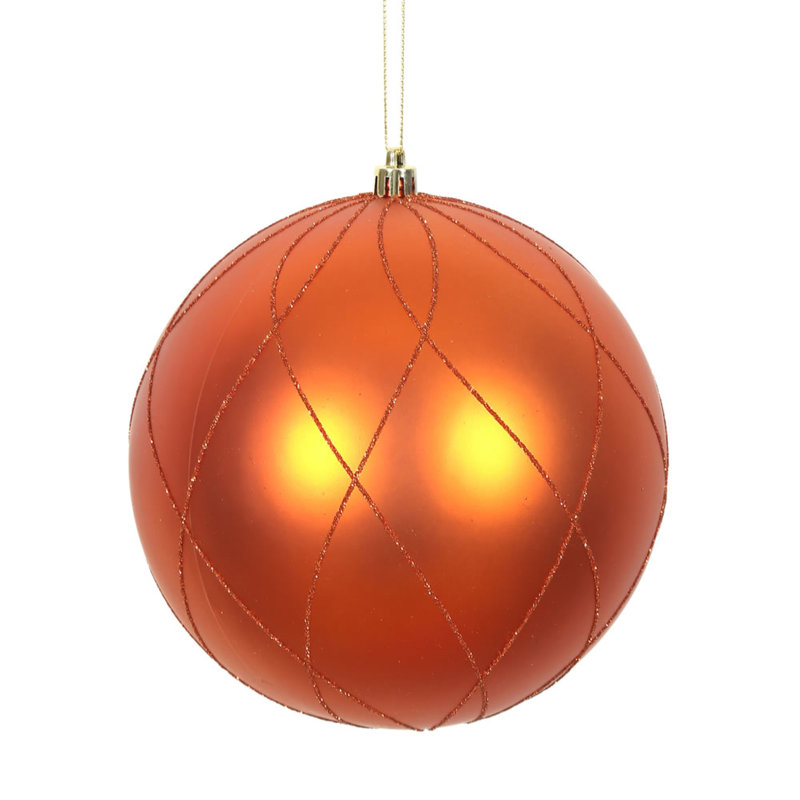 Ornement boule 6 po mat et scintillant, Orange brûlé