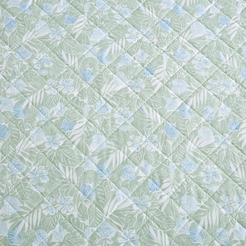 Pineapple Bloom Quilt, Green/Yellow, Queen Quilt + 2 Standard Shams