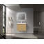 Ensemble de meuble-lavabo flottant simple Massias avec comptoir blanc Massias-300760603
