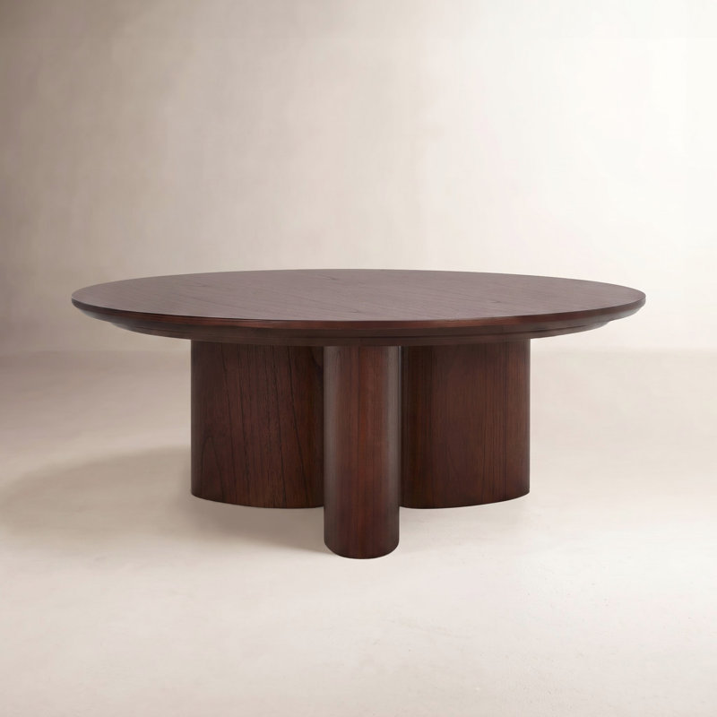 Barnard Round Wood Coffee Table, Walnut