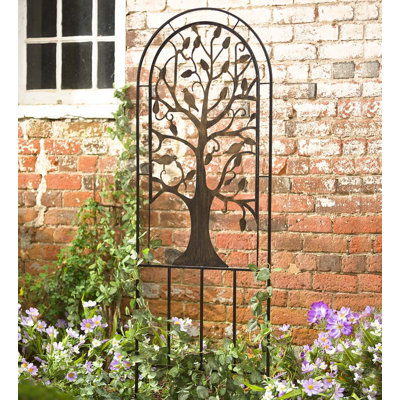 Iron Antique Copper Arched Tree of Life Garden Trellis