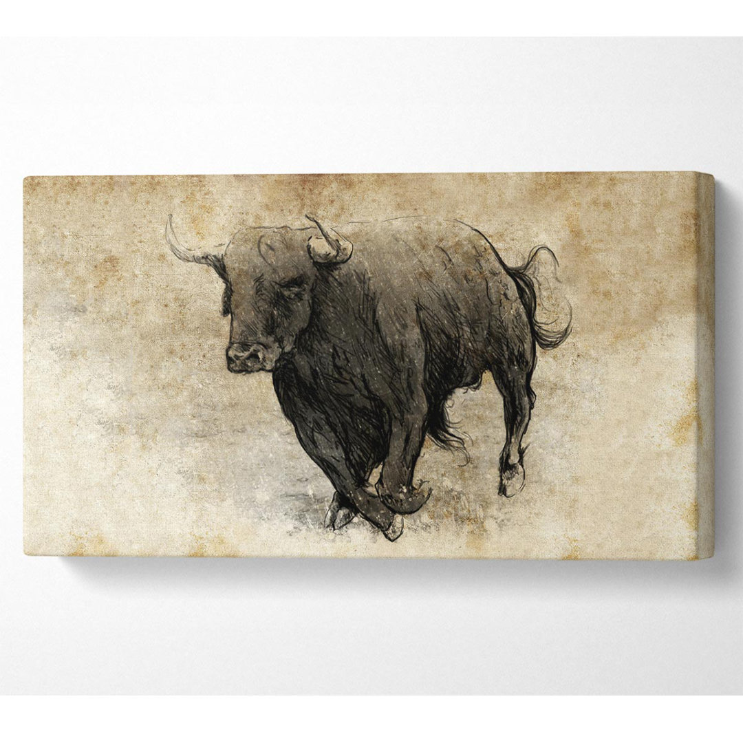 Trussell Bull Charging - Kunstdrucke auf Leinwand