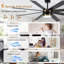 Très grand ventilateur de plafond 72 pouces avec lumière DEL à intensité variable, ventilateur de plafond noir à 6 vitesses et ventilateur à 8 pales pour grande pièce