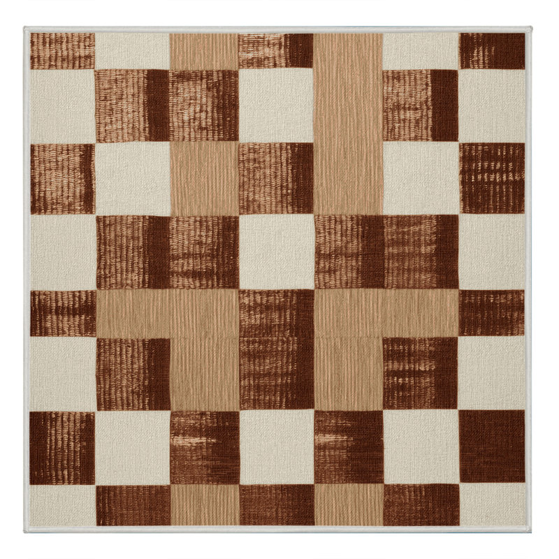 Tapis botanique brun lavable à la machine, Carré 4 pi