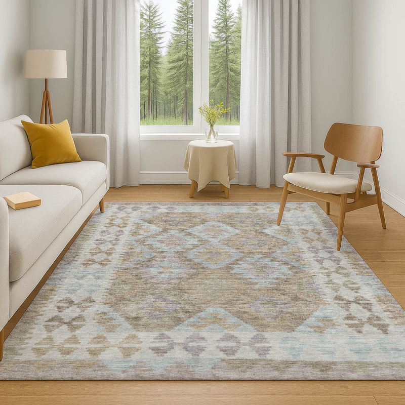 Premium Machine Washable Tara AMF1915 Tribal Rug, Rectangle 10' x 14'