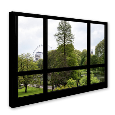 Toile tendue - Philippe Hugonnard «Window View London Park 2», décoration murale pour le salon, la chambre à coucher ou le bureau - 35 x 47